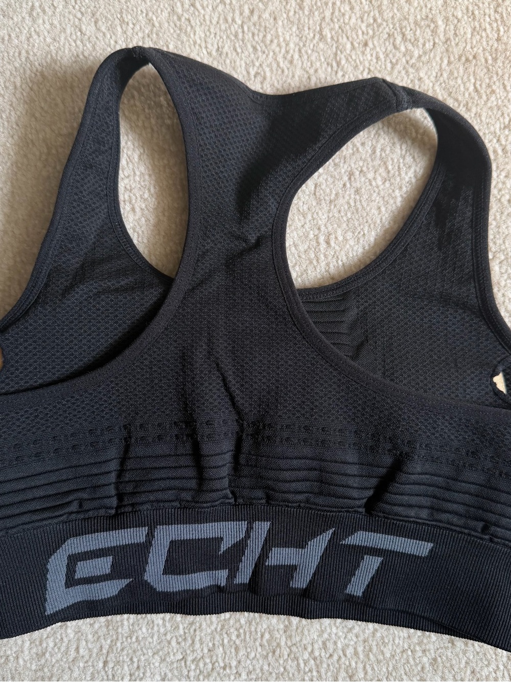 ECHT Black Ribbed Mesh Racerback Sports Bra - Picture 2 of 2
